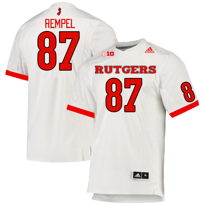 Men #87 Liam Rempel Rutgers Scarlet Knights College Football Jerseys Stitched Sale-White